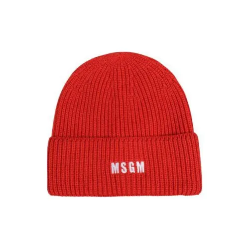 MSGM Logo Embroidered Turn Up Brim Beanie Hat