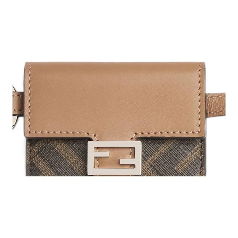 FENDI Baguette Calfskin Detail Coin Purse Men's Brown-2