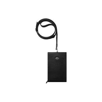 CARTIER Grained Calfskin Cell Phone Pouch Unisex Black
