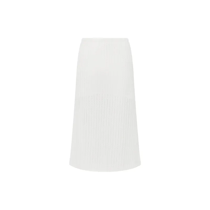 WITH JEAN FW24 Loulou Midi Skirt Knit Long Skirts Women's WHITE/White-1