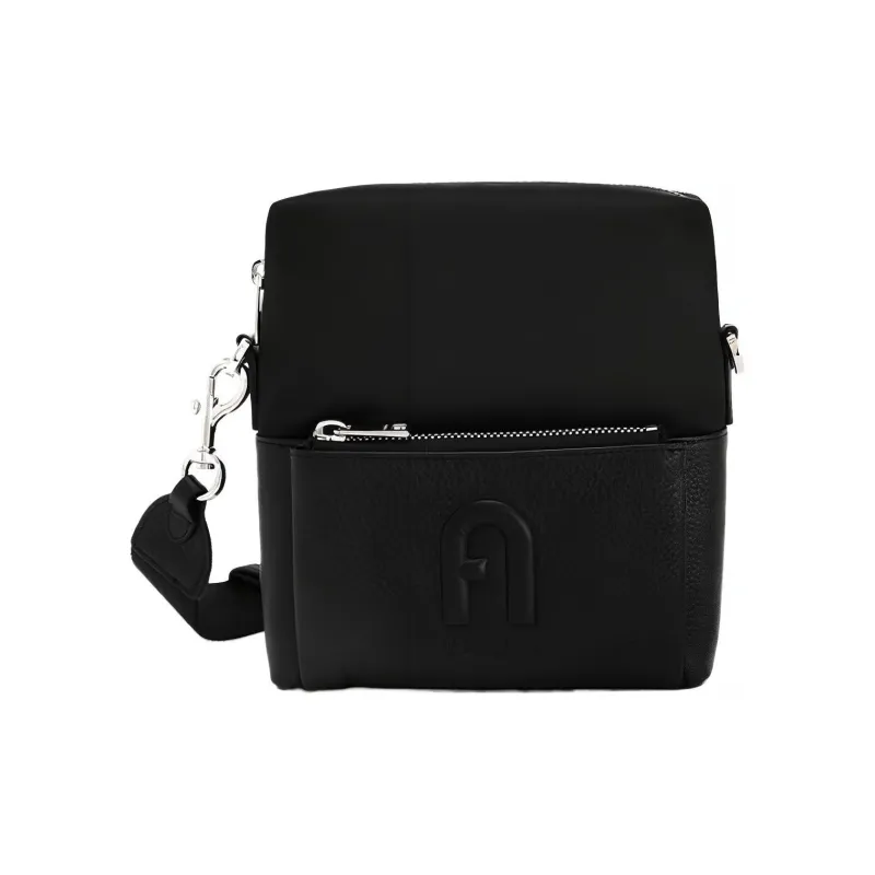 Furla Nylon With Calfskin Shoulder Bag Crossbody Bag Small Size Men's Black-0