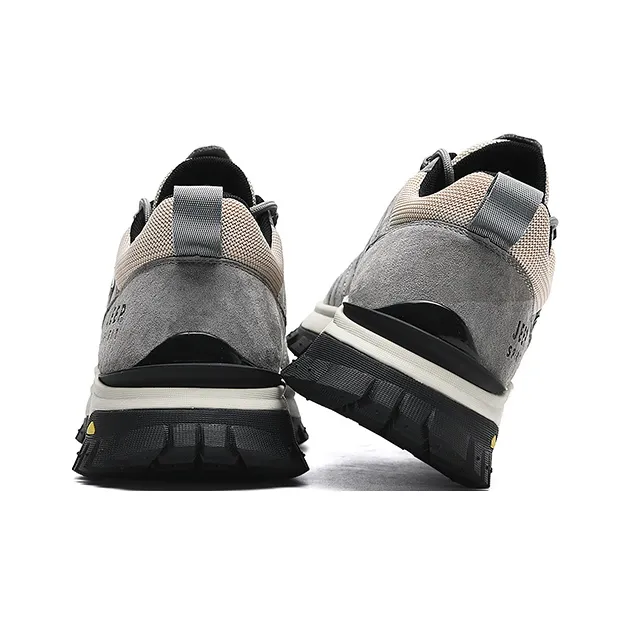 JEEP SPIRIT Cushioning Anti Slip Wear Resistant Breathable Height Increasing Low Top Outdoor Shoes Men's Climbing Gray-6