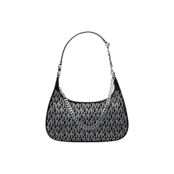MICHAEL KORS Cow Leather And Sheepskin Handbag, Shoulder Bag Small Size Women's Black/Silver Gray