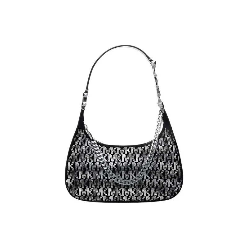 MICHAEL KORS Cow Leather And Sheepskin Handbag, Shoulder Bag Small Size Women's Black/Silver Gray-0