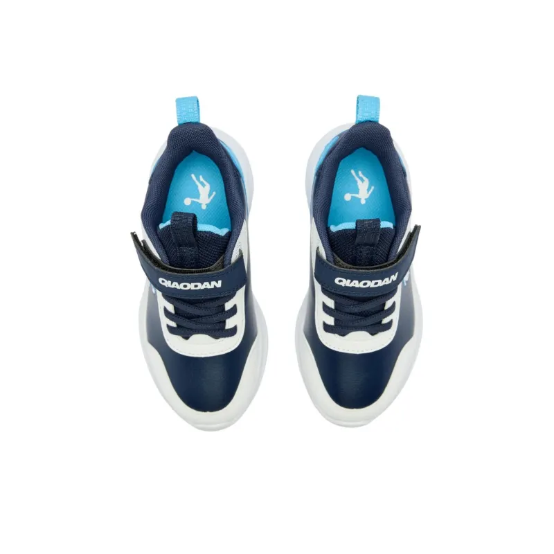 QIAODAN Slip Resistant Anti Kick Low Top Kids' Running Shoes Blue White Children Aged 3 7 Years Old-3