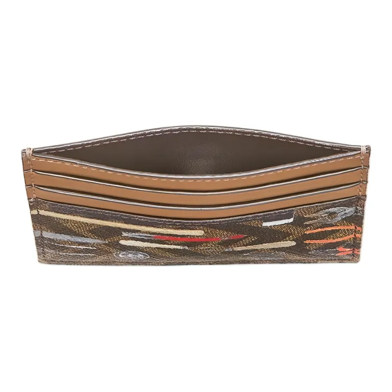FENDI FF Calfskin Card Holder Unisex Brown-2