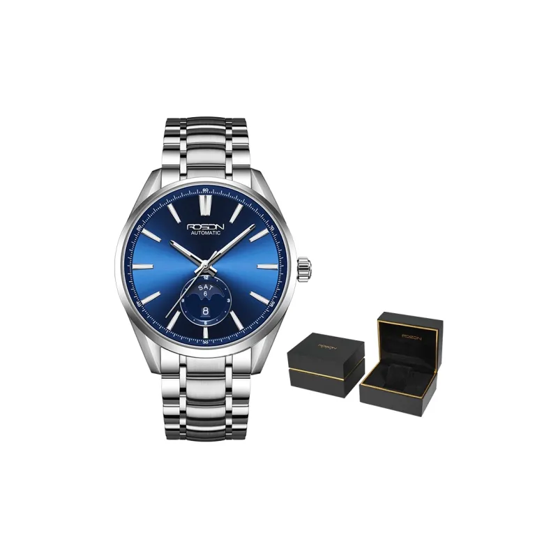 ROSDN Mechanical Movement Stainless Steel Watchband Watch Men's Watches Black Dial-6