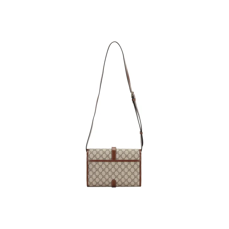 GUCCI Canvas With Leather Messenger Bag Shoulder Bag Crossbody Bag Regular Men's Brown-2