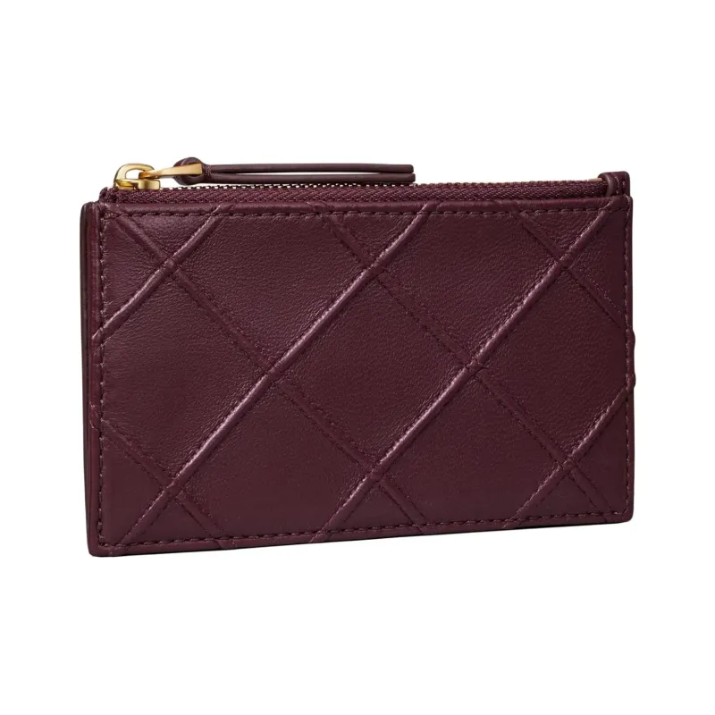 TORY BURCH Fleming Nappa Leather Card Holder Women's Burgundy-1