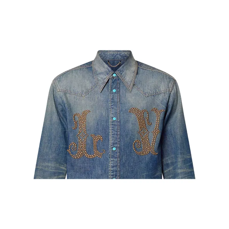 LOUIS VUITTON Fitted Long Sleeved Denim Shirt-4