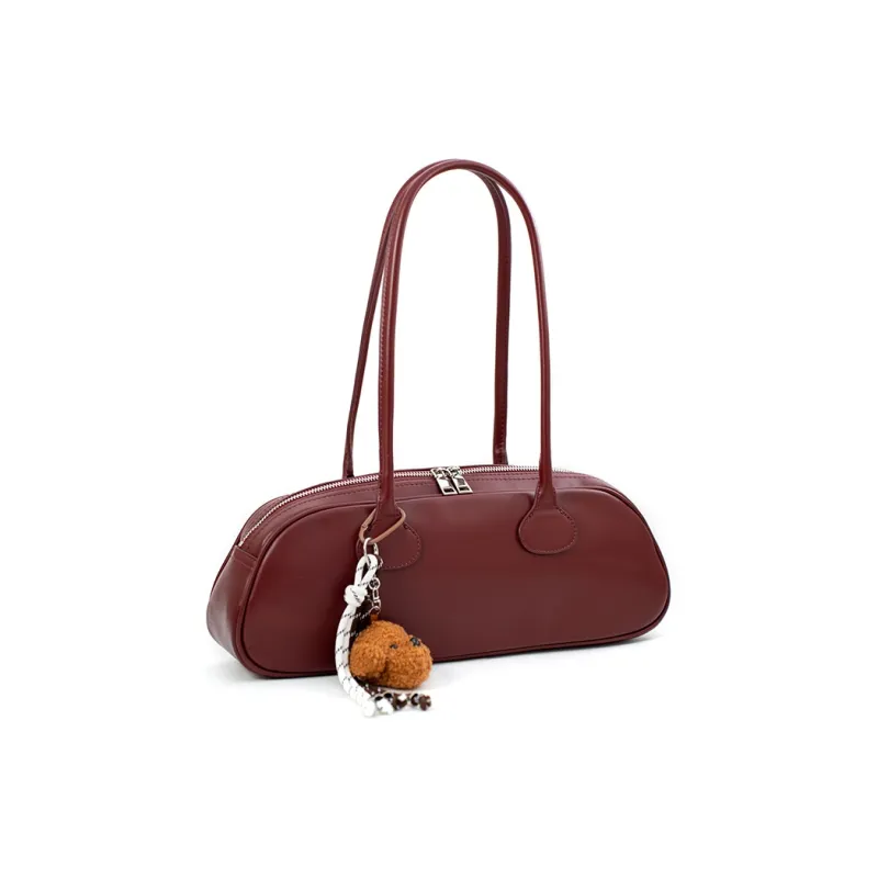 Vigno Synthetic Leather Shoulder Bag Regular Women's Red/Elephant Gray/Black-1