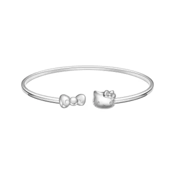 Sanrio S925 Silver Bangle Plain Band Premium Feel, Silver Bangle, Gift Box Set Women's