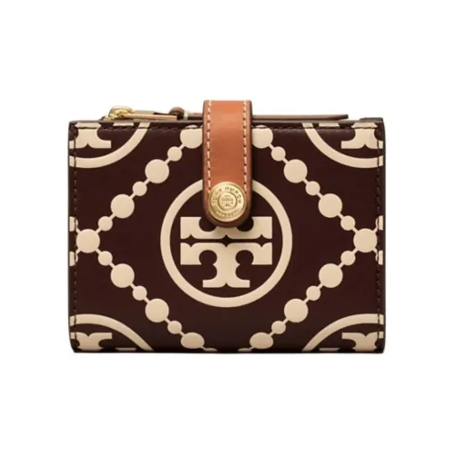 TORY BURCH T Monogram Leather Wallet Women's Chestnut