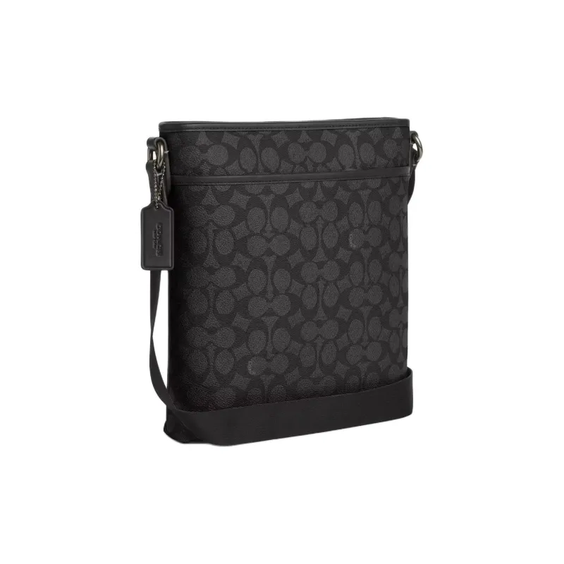 COACH Jacquard With Calfskin Shoulder Bag Crossbody Bag Medium Size Men's Charcoal & Black-1