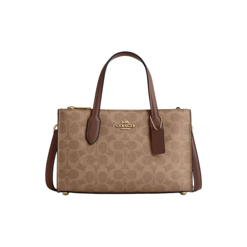 COACH Coated Canvas Shoulder Bag, Crossbody Bag, Handbag Small Size Women's Tan & Brown
