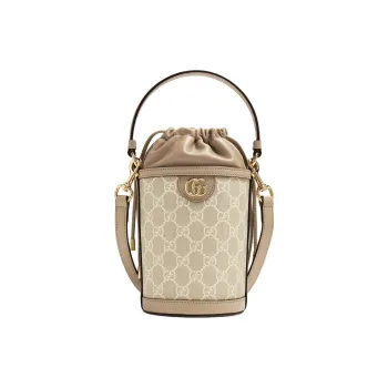 GUCCI Ophidia Canvas With Leather Bucket Bag, Shoulder Bag, Crossbody Bag, Handbag Mini Women's Beige & White
