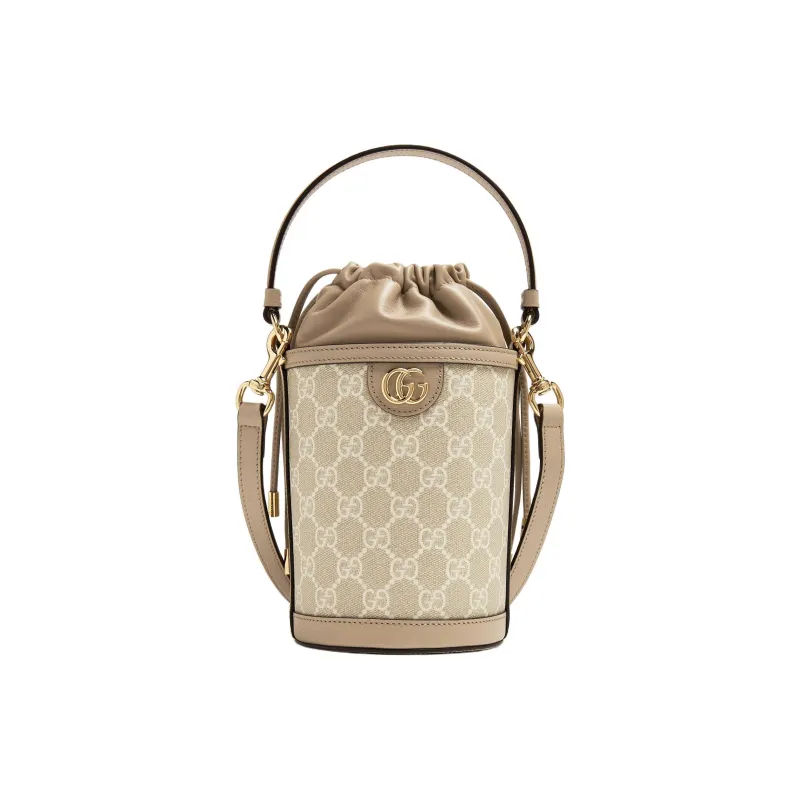GUCCI Ophidia Canvas With Leather Bucket Bag, Shoulder Bag, Crossbody Bag, Handbag Mini Women's Beige & White-0