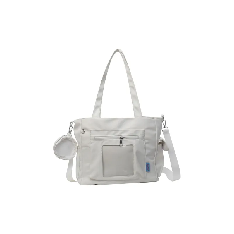 Yalu Nylon Tote Bag, Shoulder Bag Regular Women's Ecru/Black/Blue/Pink/Khaki-4