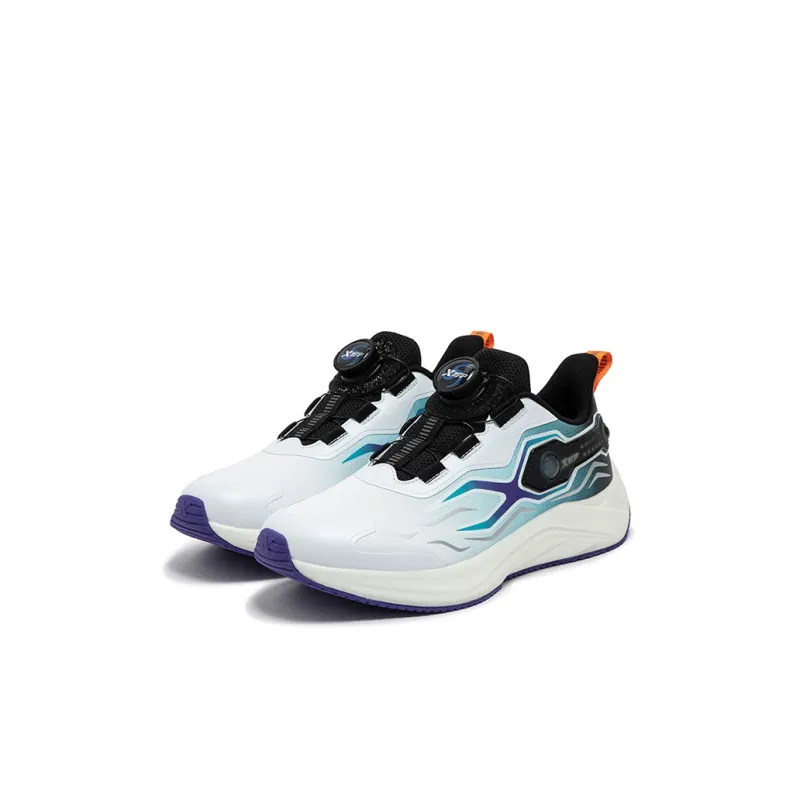 XTEP Abrasion Resistant Rebound Low Top Kids' Running Shoes White Blue Kids'-1