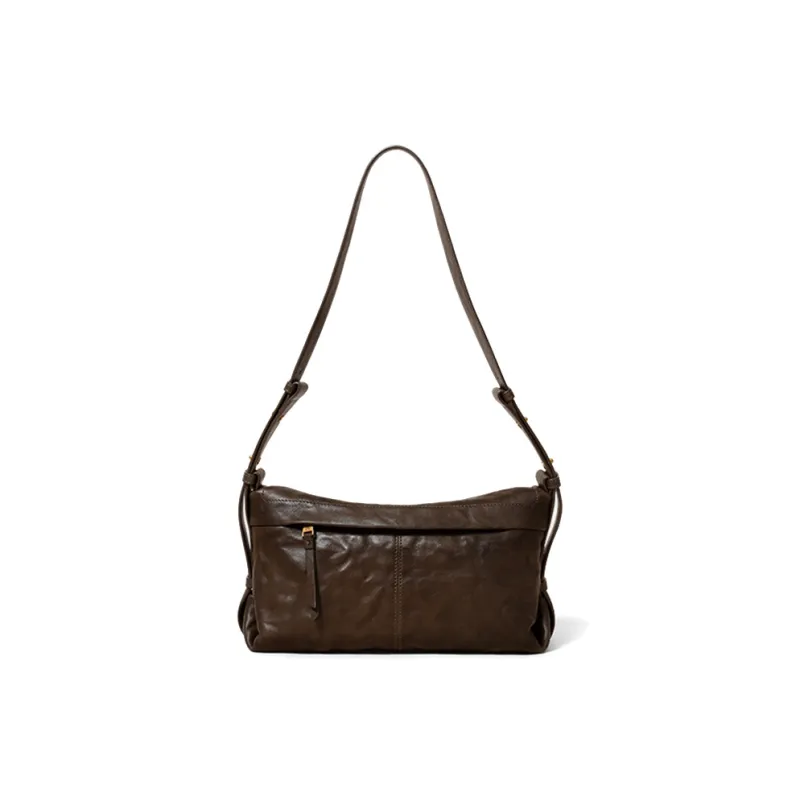 BAGTREE Imported Top Grain Vegetable Tanned Genuine Leather Pillow Shoulder Bag Regular Unisex Multicolor-41