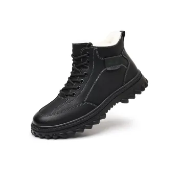 Mulinsen Winter Combat Boots Wool Lined Mid Top Casual Shoes Men's