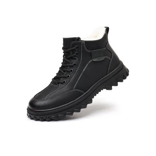 Mulinsen Winter Combat Boots Wool Lined Mid-Top Casual Shoes Men's