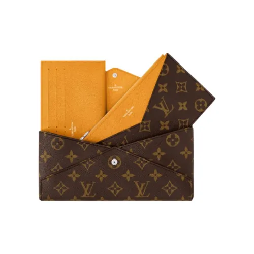 LOUIS VUITTON Leather Trim 3-in-1 Clutch Women's Yellow And Brown