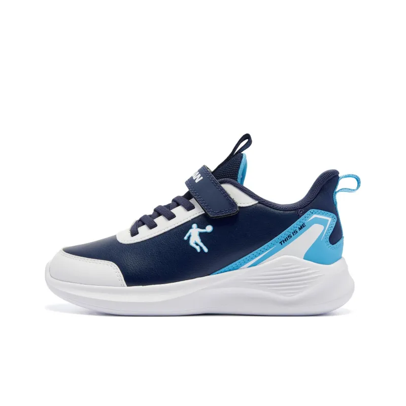 QIAODAN Anti Slip Wear Resistant Low Top Kids' Running Shoes Blue White Teenagers-0