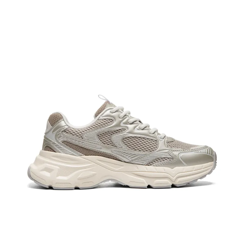 Kappa Cushioned Anti-Slip Wear-Resistant Lightweight Height Increasing Low-Top Chunky Sneakers Unisex Gray Brown-2