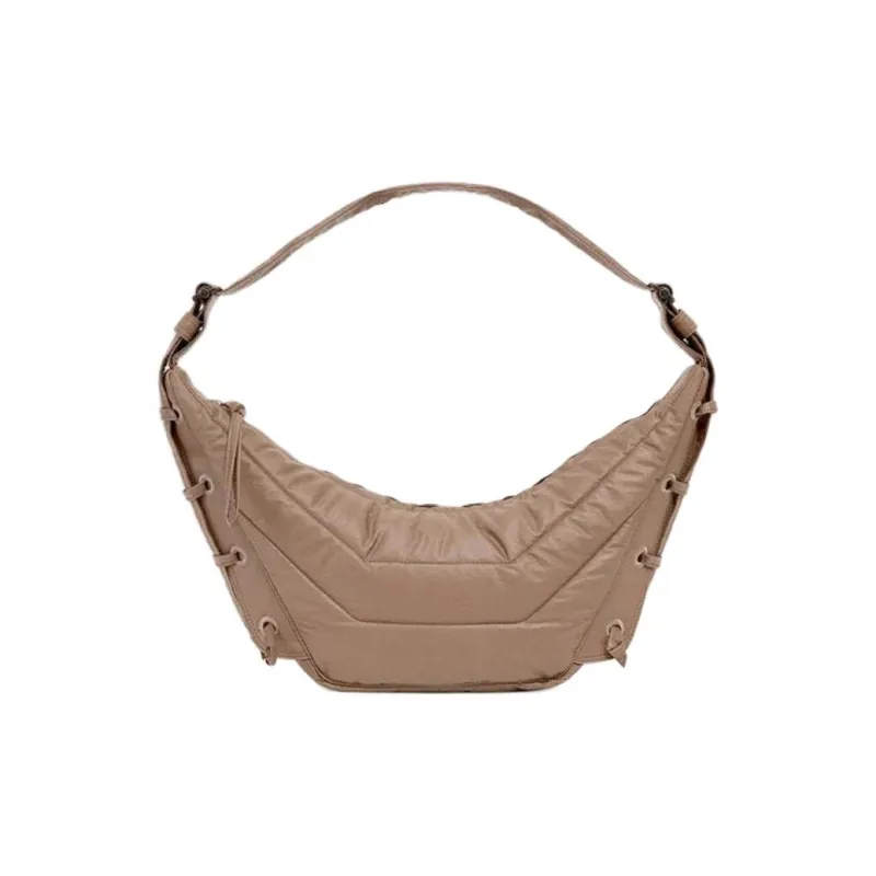 Lemaire Cotton Canvas Croissant Bag Shoulder Bag Crossbody Bag Handbag Small Size Unisex Light Brown-0