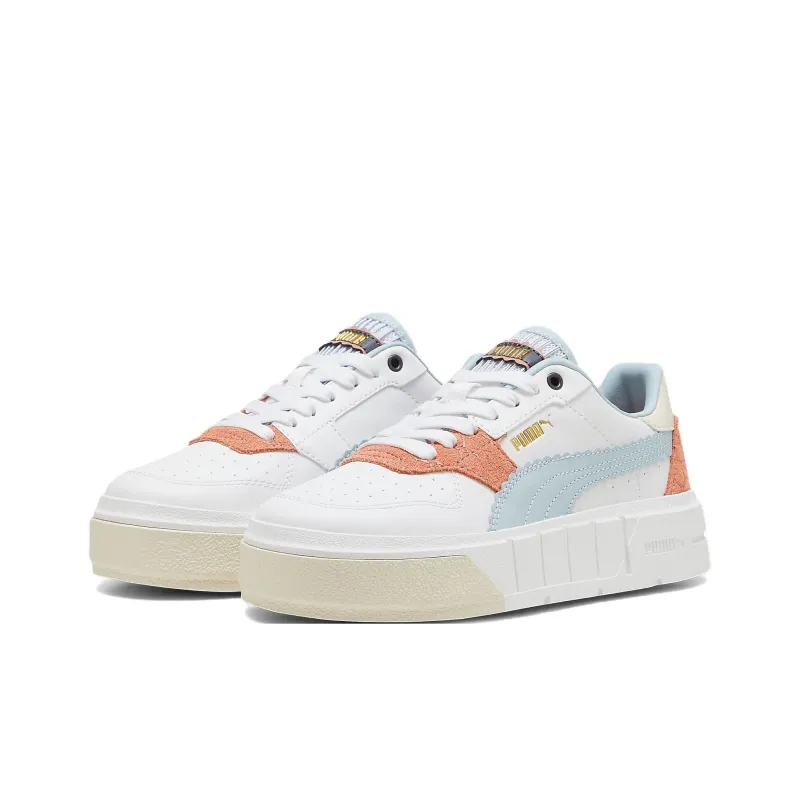 PUMA Cali Court Offside Anti-Slip Wear-Resistant Low-Top Skateboard Shoes Women's White Blue-2