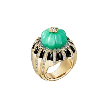 CARTIER White Gold Gold Onyx Green Chalcedony Diamond Rings Women's Green