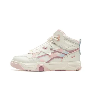LINING YOUNG Slip Resistant Cushioning Wear Resistant Breathable High Top Kids Lifestyle Shoes Ecru Teenagers
