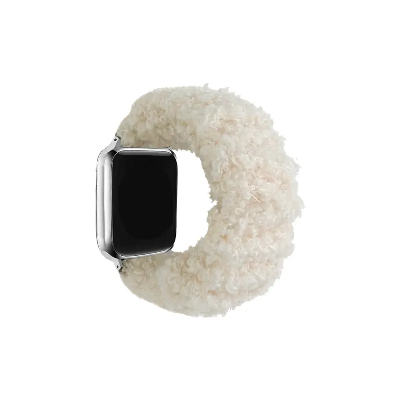 MSSM Watch Band Apple Compatibility Teddy Curl Hair Tie Material-7