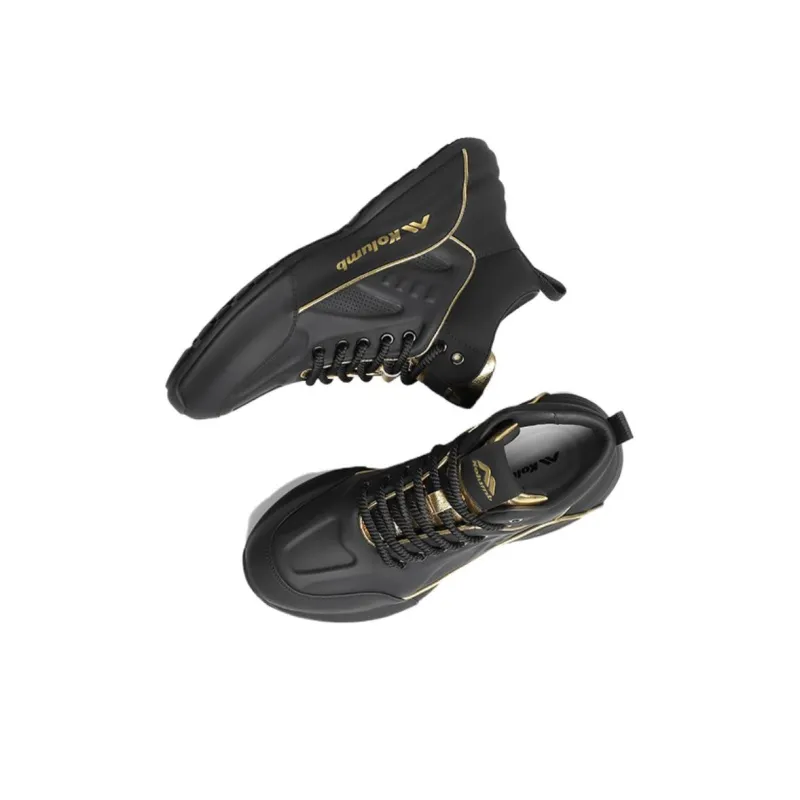 KOLUMB Waterproof And Breathable Lightweight High Top Casual Shoes Men's Black Gold-2