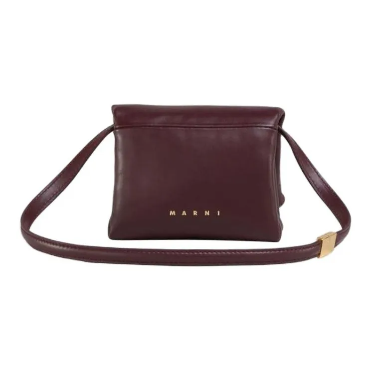 MARNI Leather Handheld Crossbody Bag, Shoulder Bag Mini Women's Ox Blood-2