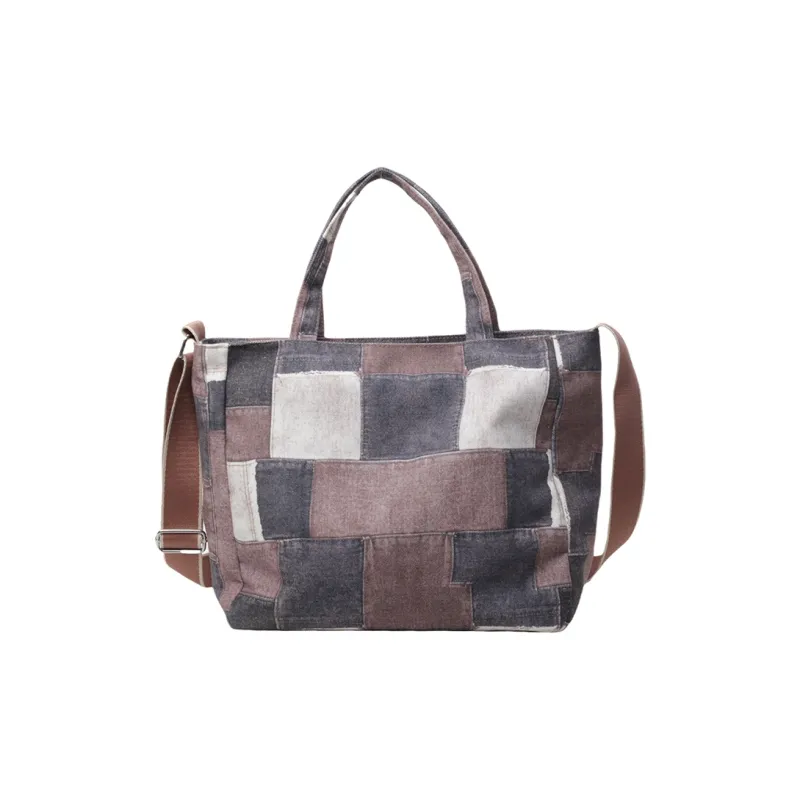 Yalu Fabric Tote One Shoulder Handbag Regular Women's Blue/Brown/Black-10
