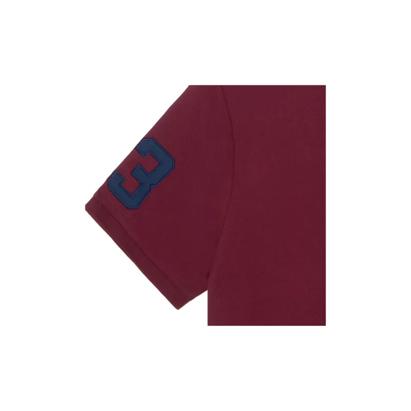 Polo Ralph Lauren FW22 Custom Slim Fit Solid Color Three Horse Pony Short Sleeved Men's Red-6