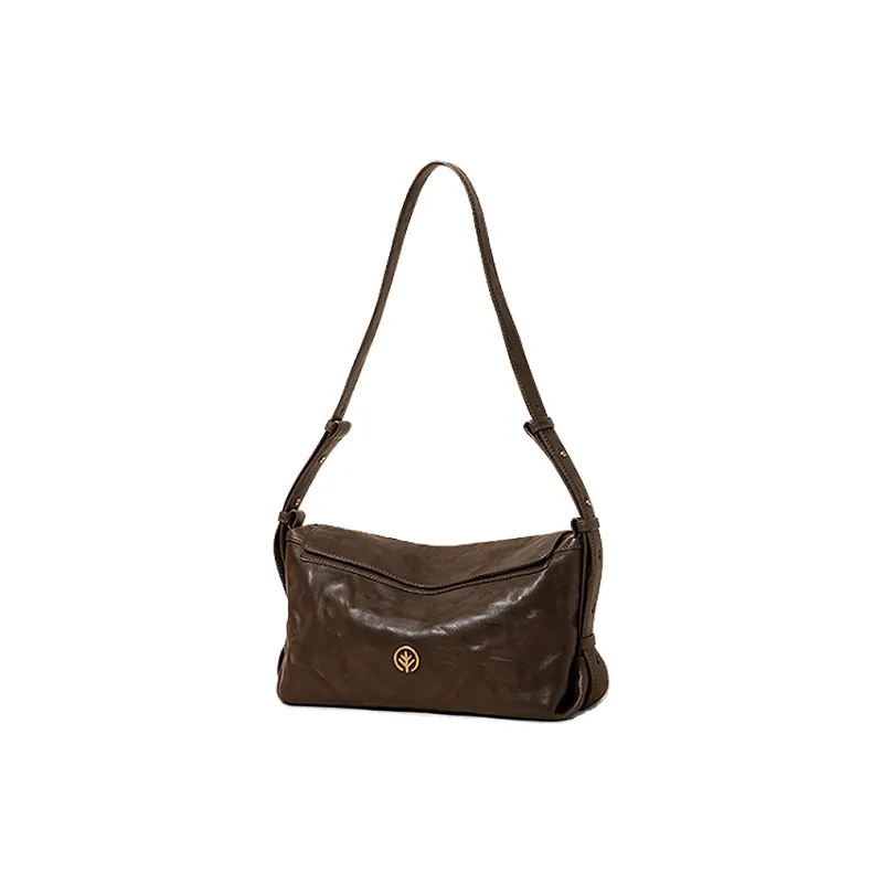 BAGTREE Imported Top Grain Vegetable Tanned Genuine Leather Pillow Shoulder Bag Regular Unisex Multicolor-40