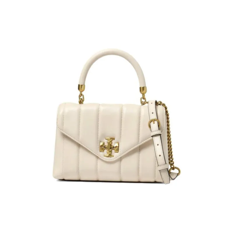 TORY BURCH Kira Leather Shoulder Bag, Crossbody Bag, Handbag Trumpets Women's Cream White-1