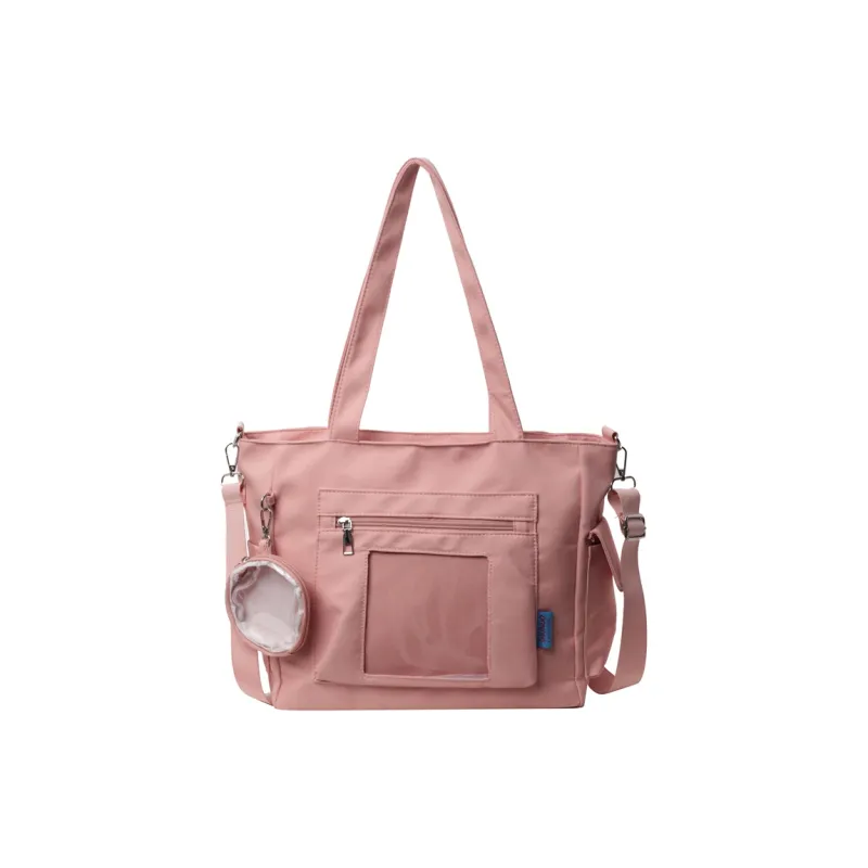 Yalu Nylon Tote Bag, Shoulder Bag Regular Women's Ecru/Black/Blue/Pink/Khaki-10