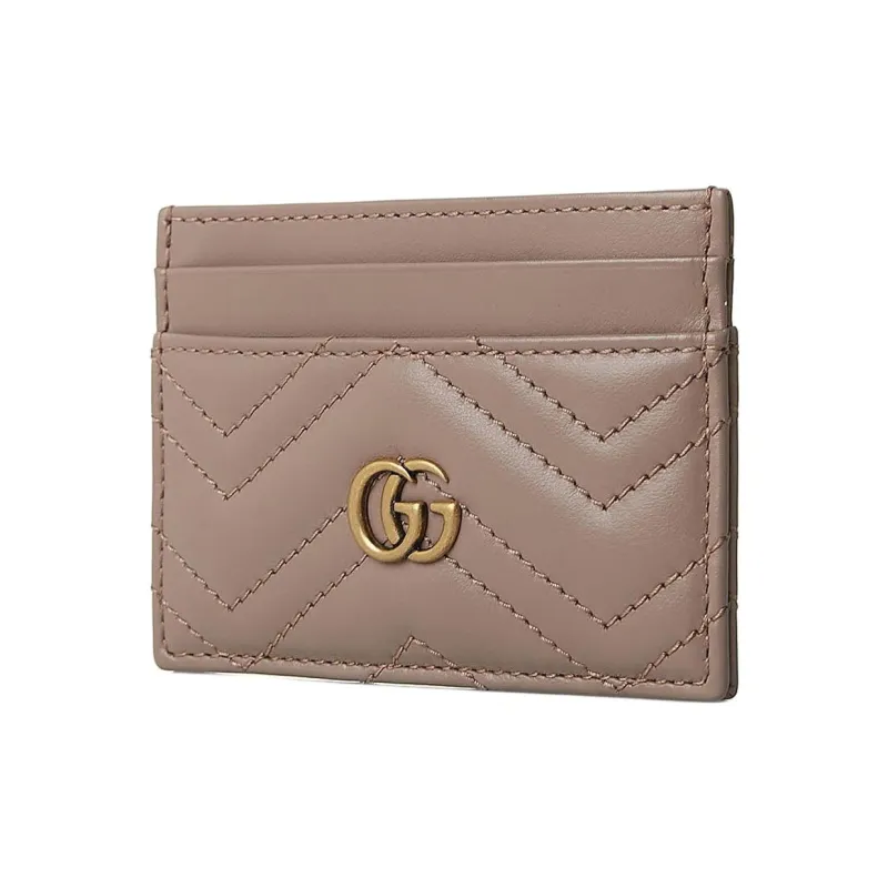 GUCCI Quilting Leather Card Clip Card Holder Women's Nude Pink-1