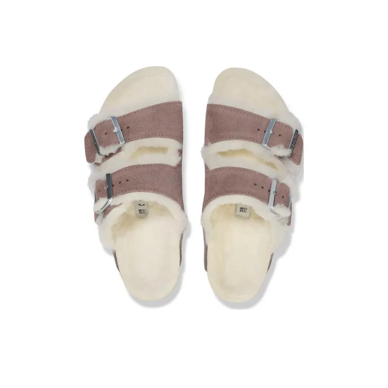 Birkenstock Arizona Shearling Slip-Resistant Slide Slippers Women's Purple Regular-4