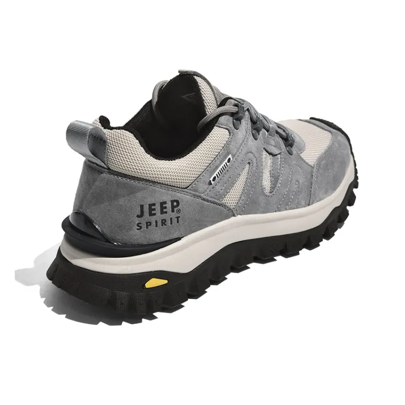 JEEP SPIRIT Cushioning Anti Slip Wear Resistant Breathable Height Increasing Low Top Outdoor Shoes Men's Climbing Gray-5