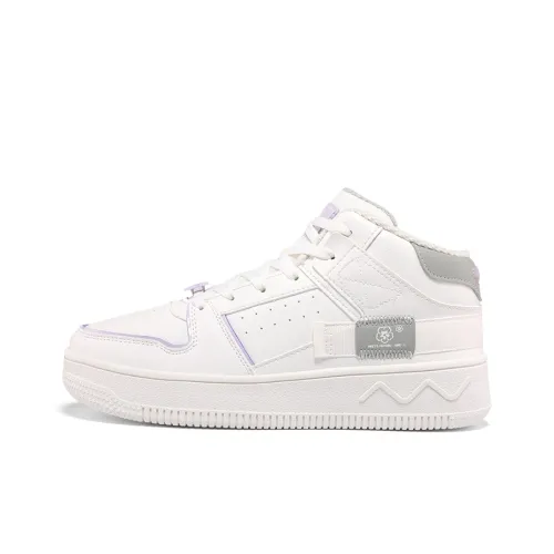 361° Coverage Warm Slip-Resistant Mid-Top Skateboard Shoes Women's White Green Purple