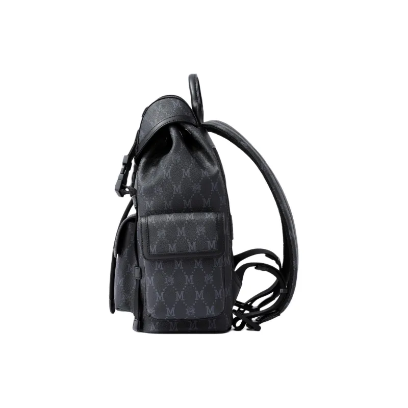 FION Mountain And Sea Journey Series Artificial Leather Backpack Regular Men's Classic Black-2