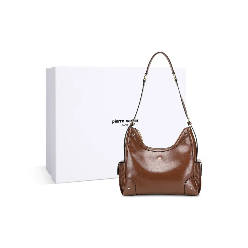PIERRE CARDIN Synthetic Leather Shoulder Bag, Handbag Women's Black/Brown/Bitter Coffee-7