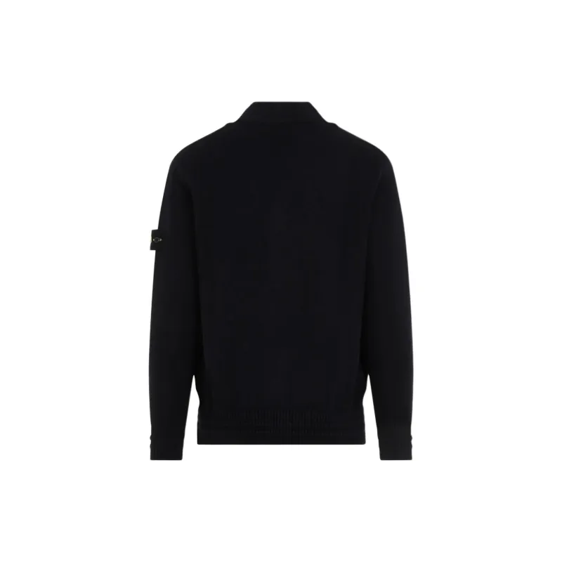 STONE ISLAND Logo Patch V Neck Cardigan-1