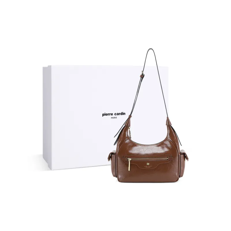 PIERRE CARDIN Cow Leather Crossbody Bag, Shoulder Bag Regular Women's Black/Brown/Chocolate-7