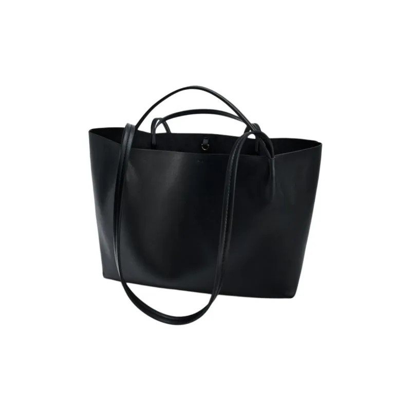 ZARA Polyurethane Tote Bag Shopping Bag Shoulder Bag Handbag Regular Women's Black-2